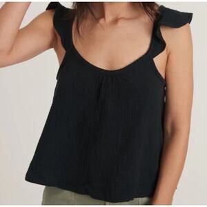 NWT Marine Layer Jude Flutter Sleeve Tank In Black Size Medium